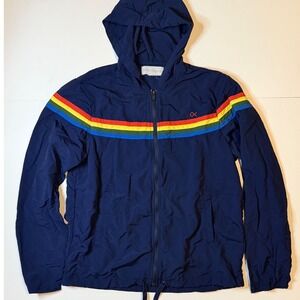 Outerknown Windbreaker Jacket Size Medium Blue Nylon Rainbow Stripe